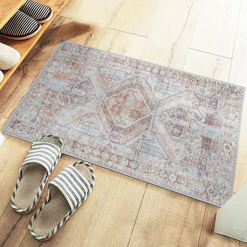 Foundry Select Carlvin Gray/Brown/Blue Machine Washable Indoor/Outdoor